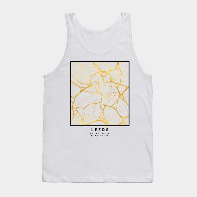 LEEDS ENGLAND CITY STREET MAP ART Tank Top by deificusArt